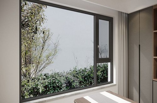 Fenêtre à battant en aluminium avec moustiquaire, ouverture vers l'extérieur, GD90A